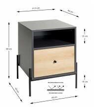 Nachtkonsole >52869< in anthrazit, eiche Dekor, schwarz  - 45x60x47 (BxHxT)