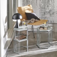 Satztisch >54192< (2-teilig) in grau (Coolgrey), Metall - 38x55x33cm (BxHxT)