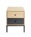 Nachtkommode >55496< 2 Schubladen, anthrazit, eiche Dekor, schwarz - 40x50x45 (BxHxT)