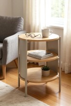 Beistelltisch >59136< in Eiche Dekor / Kaschmirgrau - 60x44cm (HxD)