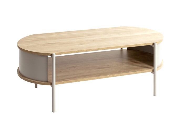 Couchtisch >59137< in Eiche Dekor, Kaschmirgrau - 100x37x54cm (BxHxT)