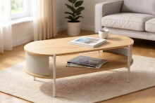 Couchtisch >59137< in Eiche Dekor, Kaschmirgrau - 100x37x54cm (BxHxT)