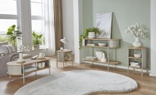 Konsole >59138< in Eiche Dekor / Kaschmirgrau - 110x76x39cm (BxHxT)