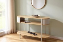 Konsole >59138< in Eiche Dekor / Kaschmirgrau - 110x76x39cm (BxHxT)