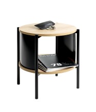 Beistelltisch >59535< in eiche Dekor / schwarz - 44x44cm (HxD)