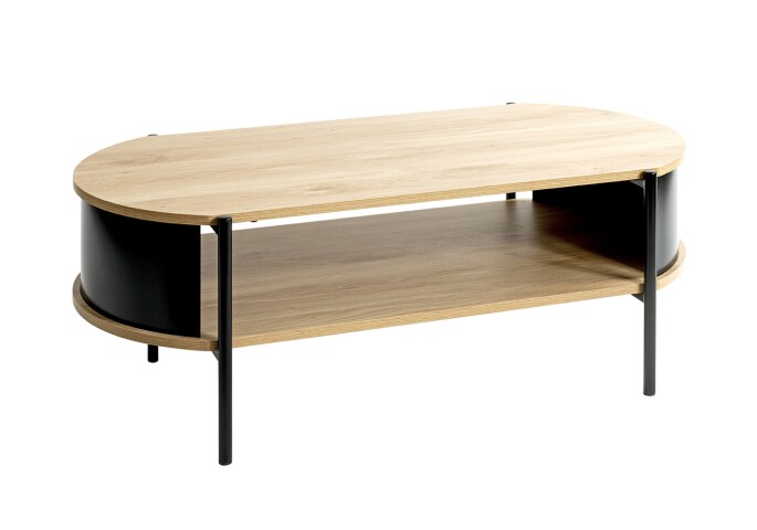 Couchtisch >59537< in Eiche Dekor, schwarz  - 100x37x54cm (BxHxT)