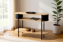 Konsole >59538< in eiche Dekor / schwarz  -...