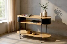 Konsole >59538< in eiche Dekor / schwarz  - 110x76x39cm (BxHxT)