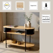 Konsole >59538< in eiche Dekor / schwarz  - 110x76x39cm (BxHxT)