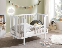 Babybett >PEPPINI< in weiß, Nadelholz massiv - 74x84x145cm (BxHxT)