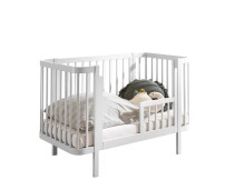 Babybett >PEPPINI< in weiß, Nadelholz massiv - 74x84x145cm (BxHxT)