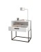 Nachtkommode >CUDRO< 1 Schublade, 1 Fach, Weiß / schwarz - 60x65x38,5cm (BxHxT)