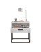 Nachtkommode >CUDRO< 1 Schublade, 1 Fach, Weiß / schwarz - 60x65x38,5cm (BxHxT)