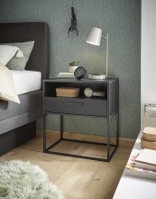 Nachtkommode >CUDRO< 1 Schublade, 1 Fach, Graphit /...