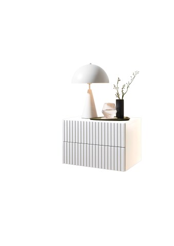 Nachtkommode >TABONI< Wandmontage, 2 Schubladen, Weiß - 42x28x30cm (BxHxT)