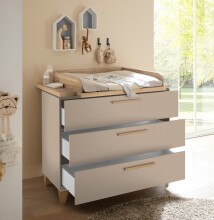 Wickelkommode >HILDA< Wickelaufsatz, Kaschmir / Mauvella Oak Dekor - 120x108,7x77cm (BxHxT)