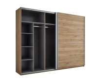 Schwebetürenschrank >Mesio< in Mauvella Oak Dekor / Weiß - 270x210x60cm (BxHxT)