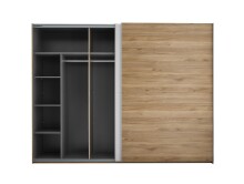 Schwebetürenschrank >Mesio< in Mauvella Oak Dekor / Weiß - 270x210x60cm (BxHxT)