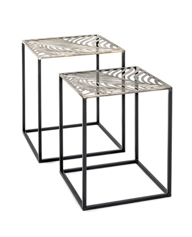 Satztisch >20557< (2-teilig) in bronze, schwarz, Metall - 35x45x35cm (BxHxT)