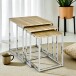 Satztisch >33083< (3-teilig) in chrom, eiche Dekor - 29x36x29 (BxHxT)