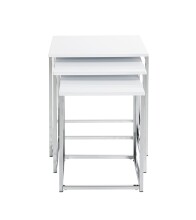 Satztisch >33383< (3-teilig) in chrom, weiß, Metall, MDF - 29x36x29cm (BxHxT)