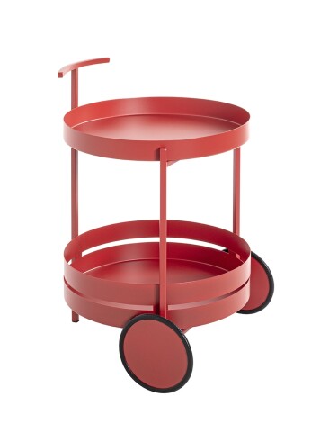 Servierwagen >37482< in Korallenrot, Metall - 62x42cm (HxD)