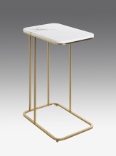 Beistelltisch >52234< in goldfarben, marmoroptik, Metall, MDF - 45x67x30cm (BxHxT)