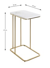 Beistelltisch >52234< in goldfarben, marmoroptik, Metall, MDF - 45x67x30cm (BxHxT)