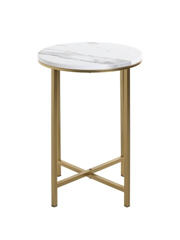 Beistelltisch >52235< in goldfarben, marmoroptik, Metall, MDF - 53x39cm (HxD)