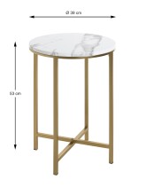 Beistelltisch >52235< in goldfarben, marmoroptik, Metall, MDF - 53x39cm (HxD)