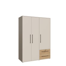 Drehtürenschrank >MOKKARIS< 2 Schübe, Sandfarben/ Artisan Eiche Dekor - 144,4x200,1x58,8cm (BxHxT)