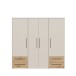 Drehtürenschrank >MOKKARIS< sandfarbig / Artisan Eiche Dekor - 205,9x200,1x58,8cm (BxHxT)
