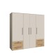 Drehtürenschrank >MOKKARIS< sandfarbig / Artisan Eiche Dekor - 205,9x200,1x58,8cm (BxHxT)