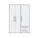 Drehtürenschrank >MOKKARIS< in Betonoptik / Weiß - 144,4x200,1x58,8cm (BxHxT)