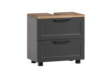 Badezimmer-Set >Lyon< (2-tlg.) in matt-grau, Graphitgrau - 60x195x35cm (BxHxT)