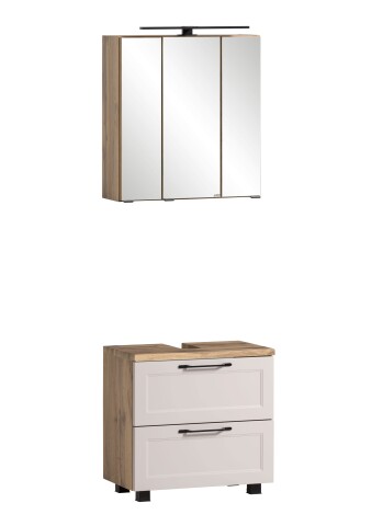 Badezimmer-Set >Lyon< (2-tlg.) in Kaschmir, Wotaneiche-Dekor - 60x195x35 (BxHxT)