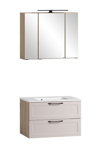 Badezimmer-Set >Lyon< (2-tlg.) in Kaschmir, Wotaneiche-Dekor - 80x195x47 (BxHxT)