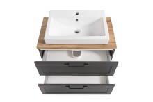 Badezimmer-Set >Lyon< (2-tlg.) in matt-grau, Graphit - 80x195x47cm (BxHxT)