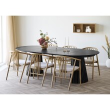 Kulissen-Esstisch >Osaka< ausziehbar 160/200/240cm, Eichenfurnier schwarz - 75x120cm (HxD)