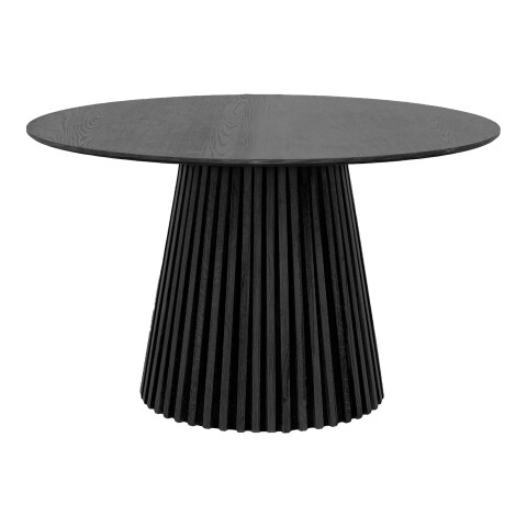 Säulen-Esstisch >Osaka< in Schwarz, Eichenfurnier, MDF - 120x75x120cm (BxHxT)
