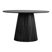 Säulen-Esstisch >Osaka< in Schwarz, Eichenfurnier, MDF - 120x75x120cm (BxHxT)