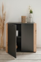 Kommode >Cento< in anthrazit / Dekor Artisan Oak - 89x34,5x85cm (BxHxT)