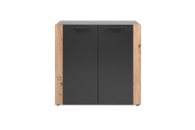 Kommode >Cento< in anthrazit / Dekor Artisan Oak - 89x34,5x85cm (BxHxT)