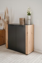 Kommode >Cento< in anthrazit / Dekor Artisan Oak - 89x34,5x85cm (BxHxT)