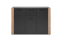 Sideboard >Cento< in anthrazit / Dekor Artisan Oak - 125,5x85x34,5cm (BxHxT)