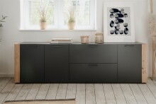 Lowboard >Cento< in anthrazit / Dekor Artisan Oak - 198x61x34,5cm (BxHxT)
