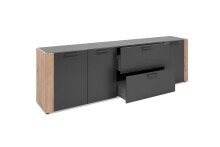 Lowboard >Cento< in anthrazit / Dekor Artisan Oak - 198x61x34,5cm (BxHxT)