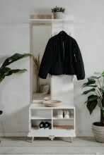 Kompaktgarderobe >Göteborg< in weiß / Dekor Sonoma Eiche - 68x195x32cm (BxHxT)