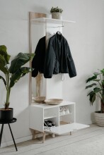 Kompaktgarderobe >Göteborg< in weiß / Dekor Sonoma Eiche - 68x195x32cm (BxHxT)