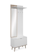 Kompaktgarderobe >Göteborg< in weiß / Dekor Sonoma Eiche - 68x195x32cm (BxHxT)